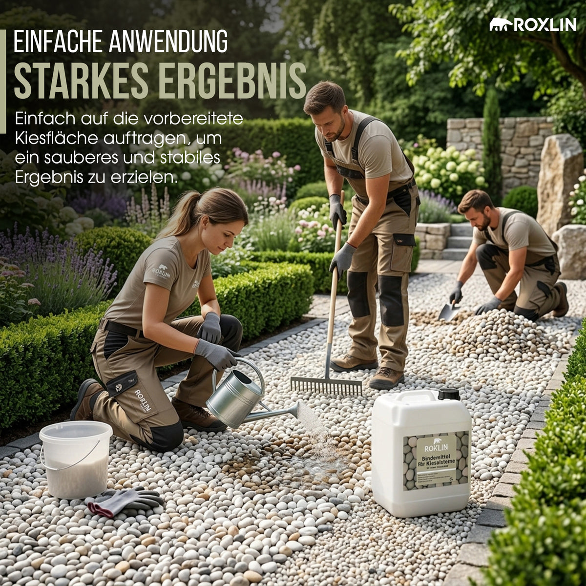Roxlin Botanic Kiesbinder – Kiesverfestiger & Bindemittel für Kies/Schotter
