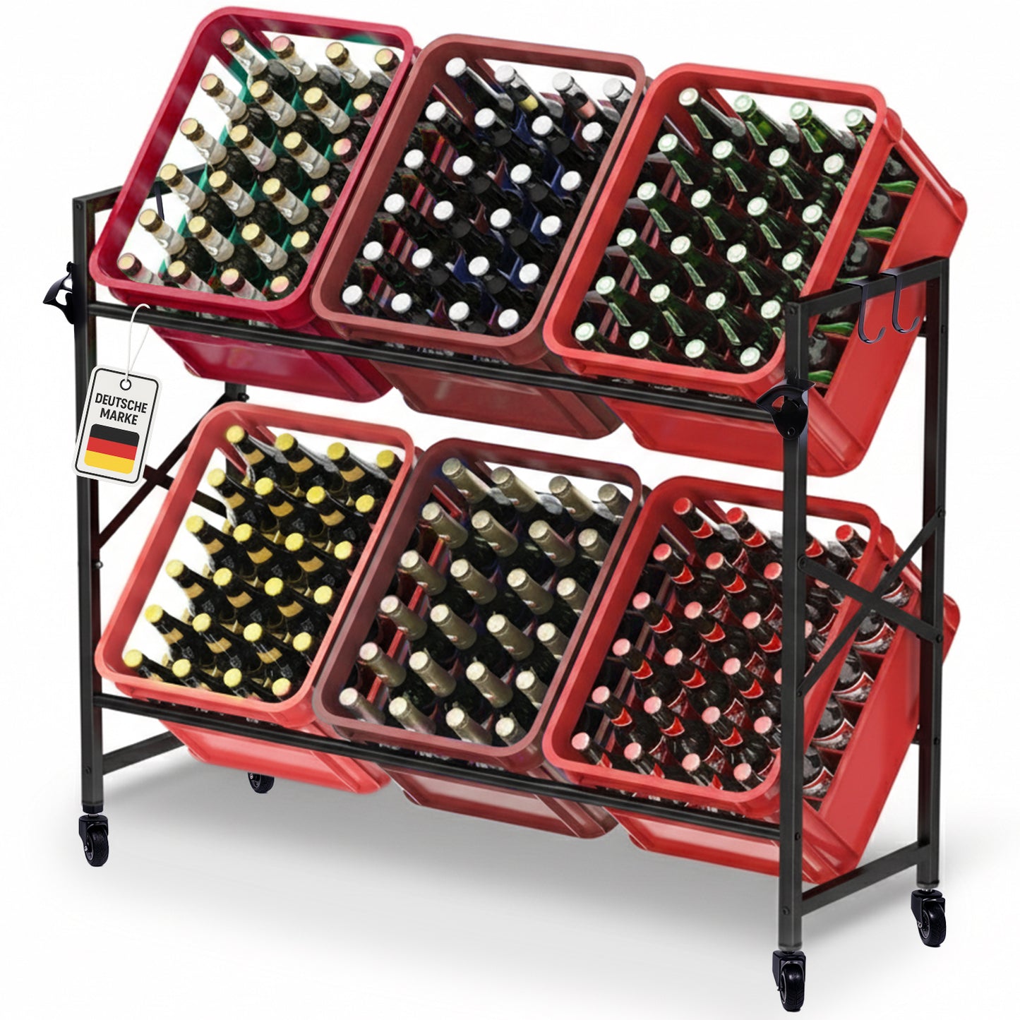 Roxlin Getränkekistenregal 3-fach – Metallregal für Bier- & Wasserkisten 450kg