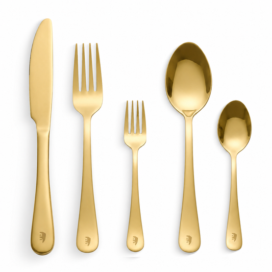 Roxlin Besteckset 30-teilig im Plain-Design aus Edelstahl in Gold, Schwarz und Silber
