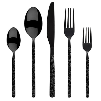 Roxlin Besteckset 30-tlg. Stein Design – Gold, Schwarz, Silber