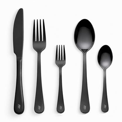 Roxlin Besteckset 30-tlg. Plain Design – Gold, Schwarz, Silber
