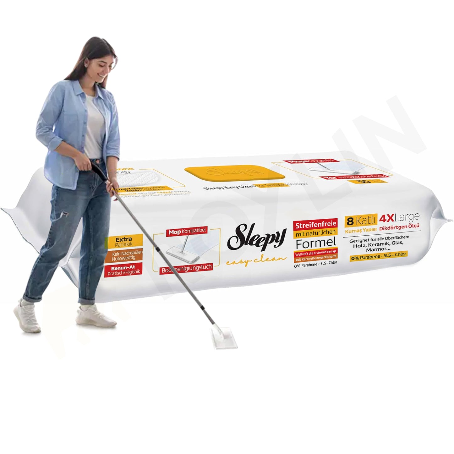Sleepy Easy Clean 8-lagige XL Bodenwischtücher (50 Stk) | Für Mop & alle Oberflächen