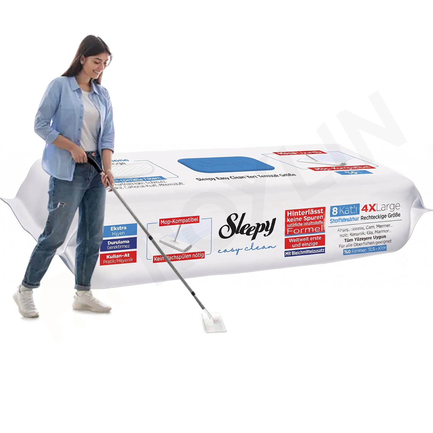 Sleepy Easy Clean 8-lagige XL Bodenwischtücher (50 Stk) | Für Mop & alle Oberflächen