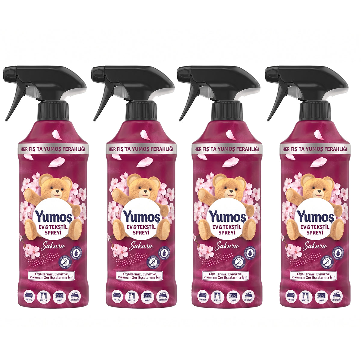 Yumoş Haus- & Textilspray 450ml, Alkoholfrei – Amber, Sakura, Orchidee, Lilie