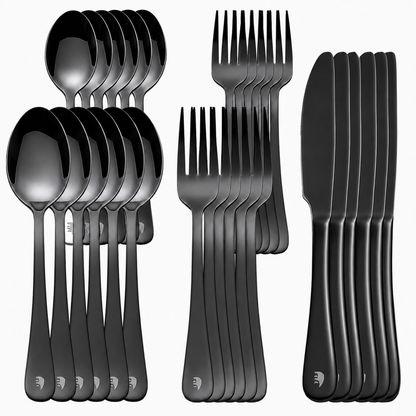 Roxlin 30-teiliges Edelstahl-Besteckset – Modern & Elegant – Standard, Plain & Stein – Erhältlich in 4 Farben