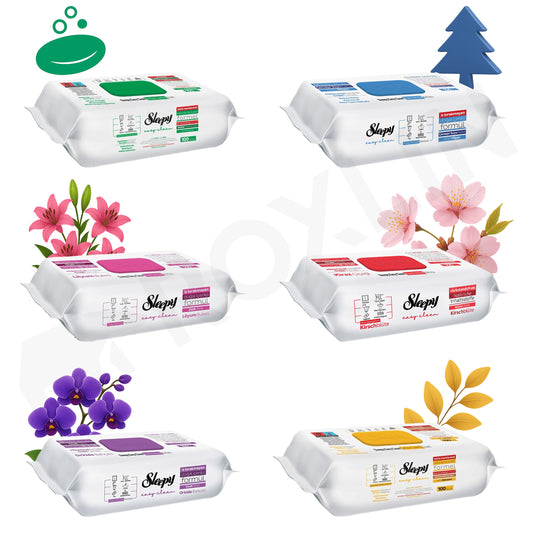 Sleepy Reinigungstücher Tücher Mix Sets 1xGrün, 1xBlau, 1x Gelb, 1xLilie, 1x Orchidee, 1x Kirsche