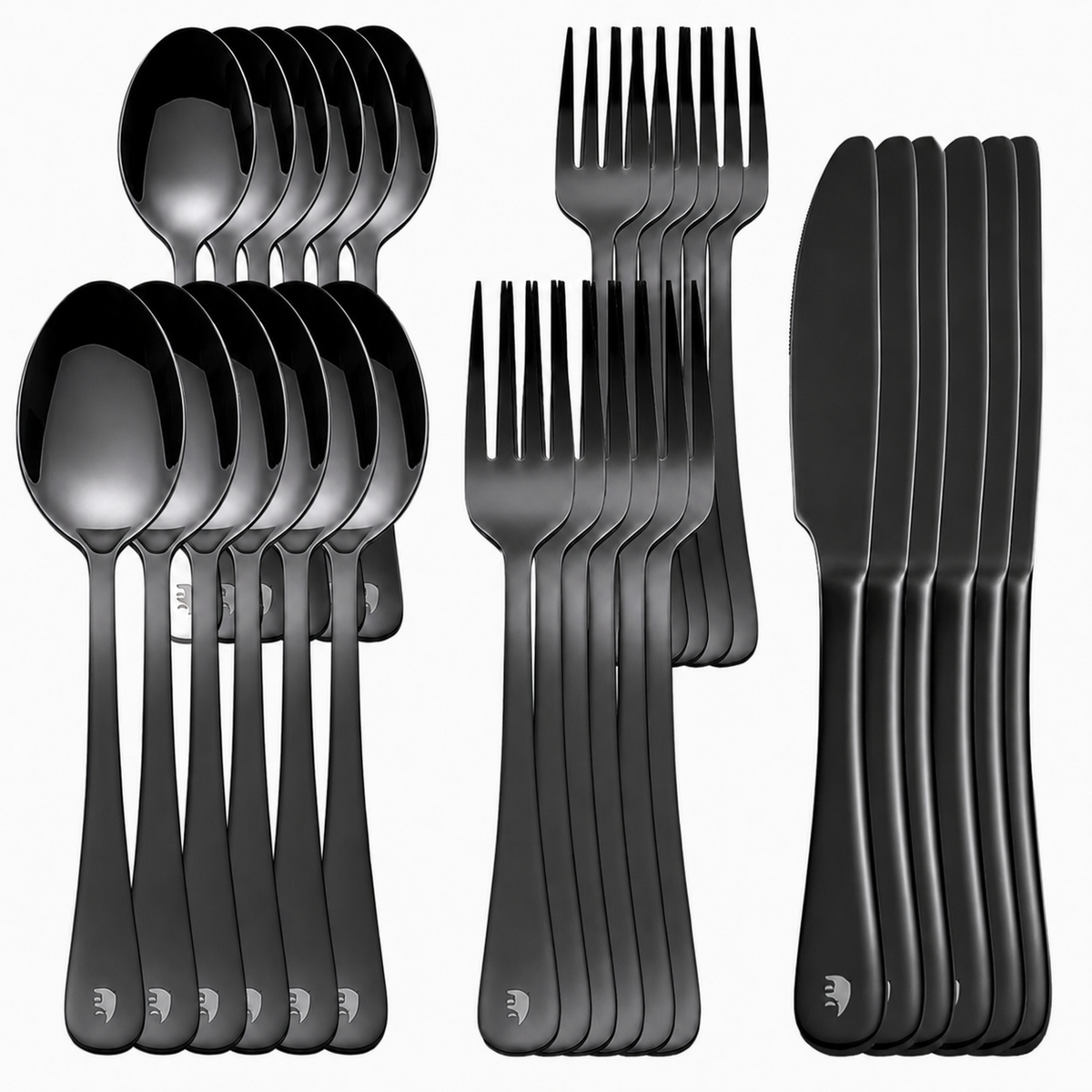 Roxlin Besteckset 30-tlg. Plain Design – Gold, Schwarz, Silber