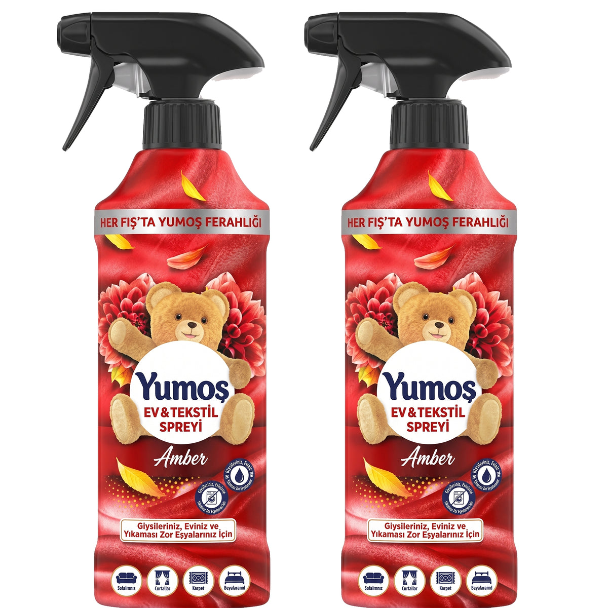 Yumoş Haus- & Textilspray 450ml, Alkoholfrei – Amber, Sakura, Orchidee, Lilie