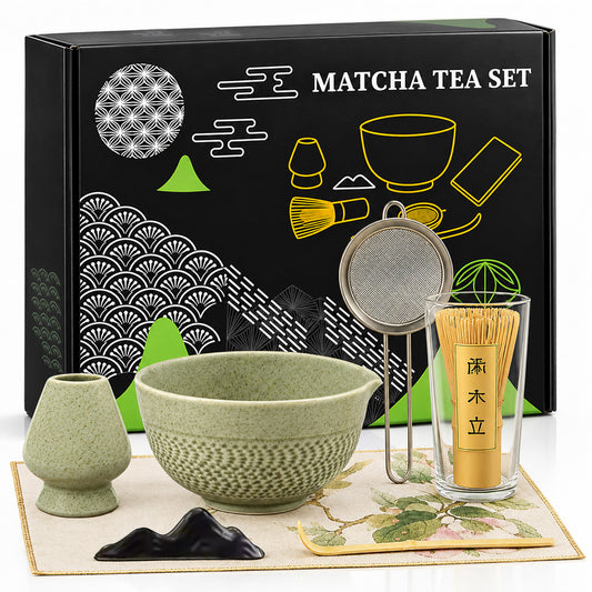 Roxlin Matcha-Tee-Set, 7-teilig – Keramikschale, Bambusbesen und Zubehör