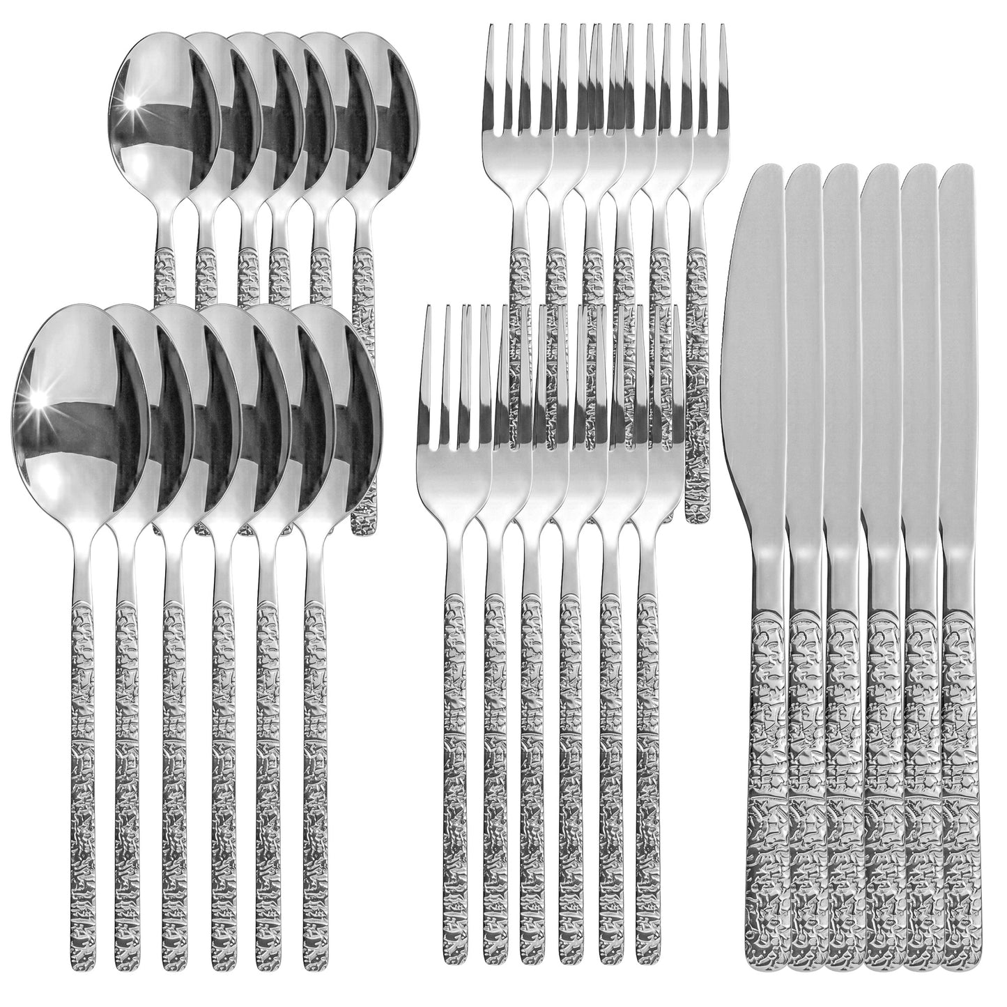 Roxlin 30-teiliges Edelstahl-Besteckset – Modern & Elegant – Standard, Plain & Stein – Erhältlich in 4 Farben