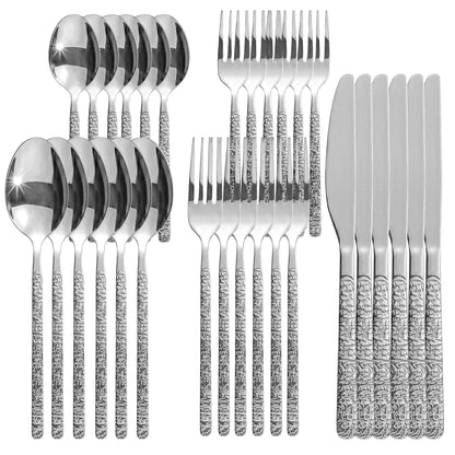 Roxlin 30-teiliges Edelstahl-Besteckset – Modern & Elegant – Standard, Plain & Stein – Erhältlich in 4 Farben