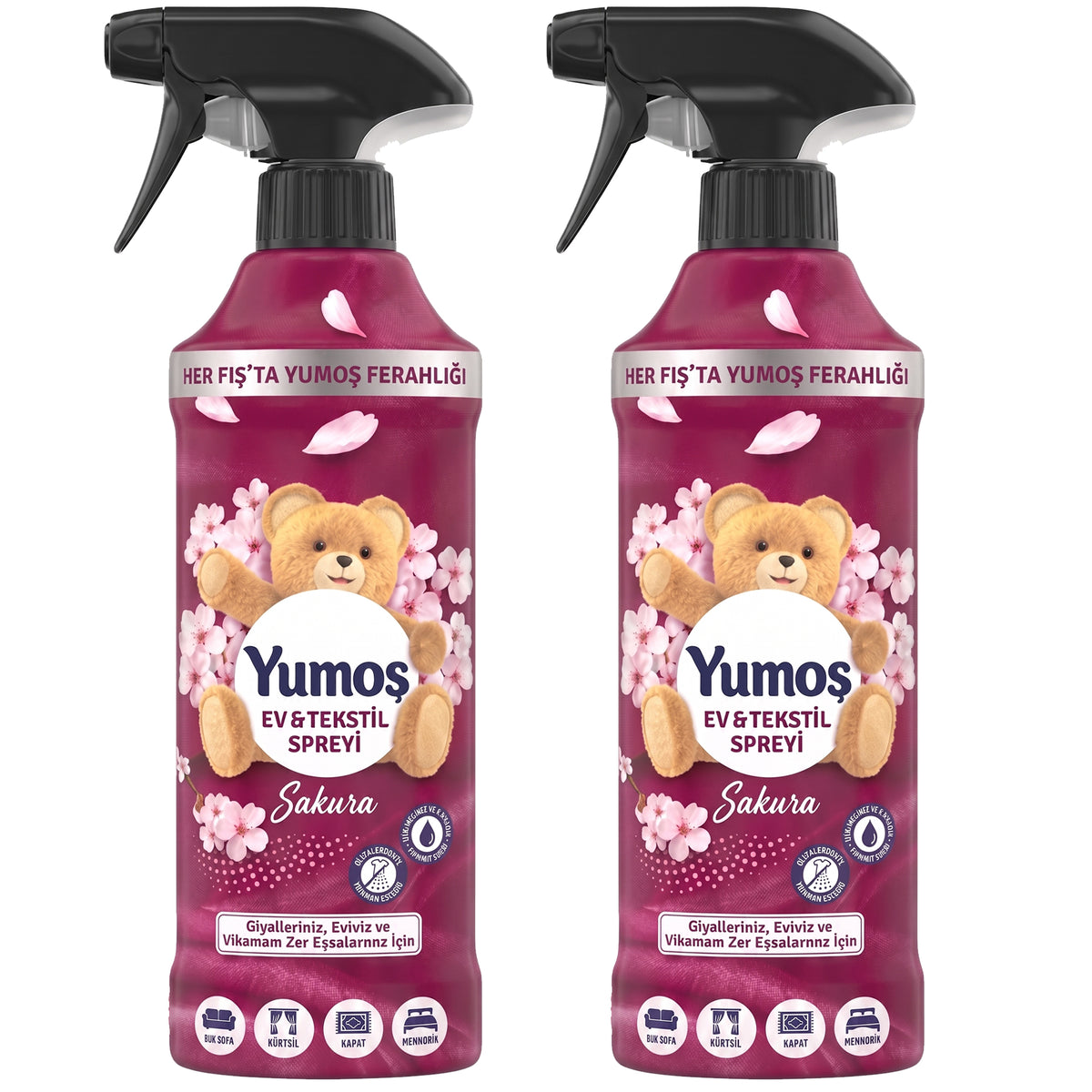 Yumoş Haus- & Textilspray 450ml, Alkoholfrei – Amber, Sakura, Orchidee, Lilie