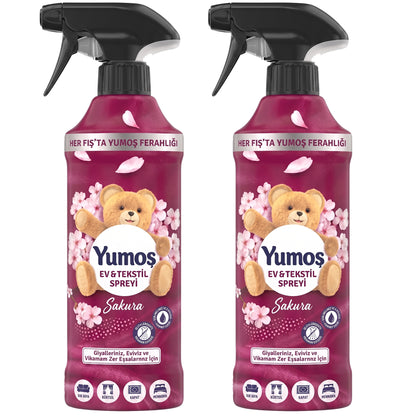 Yumoş Haus- & Textilspray 450ml, Alkoholfrei – Amber, Sakura, Orchidee, Lilie