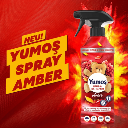 Yumoş Haus- & Textilspray 450ml, Alkoholfrei – Amber, Sakura, Orchidee, Lilie