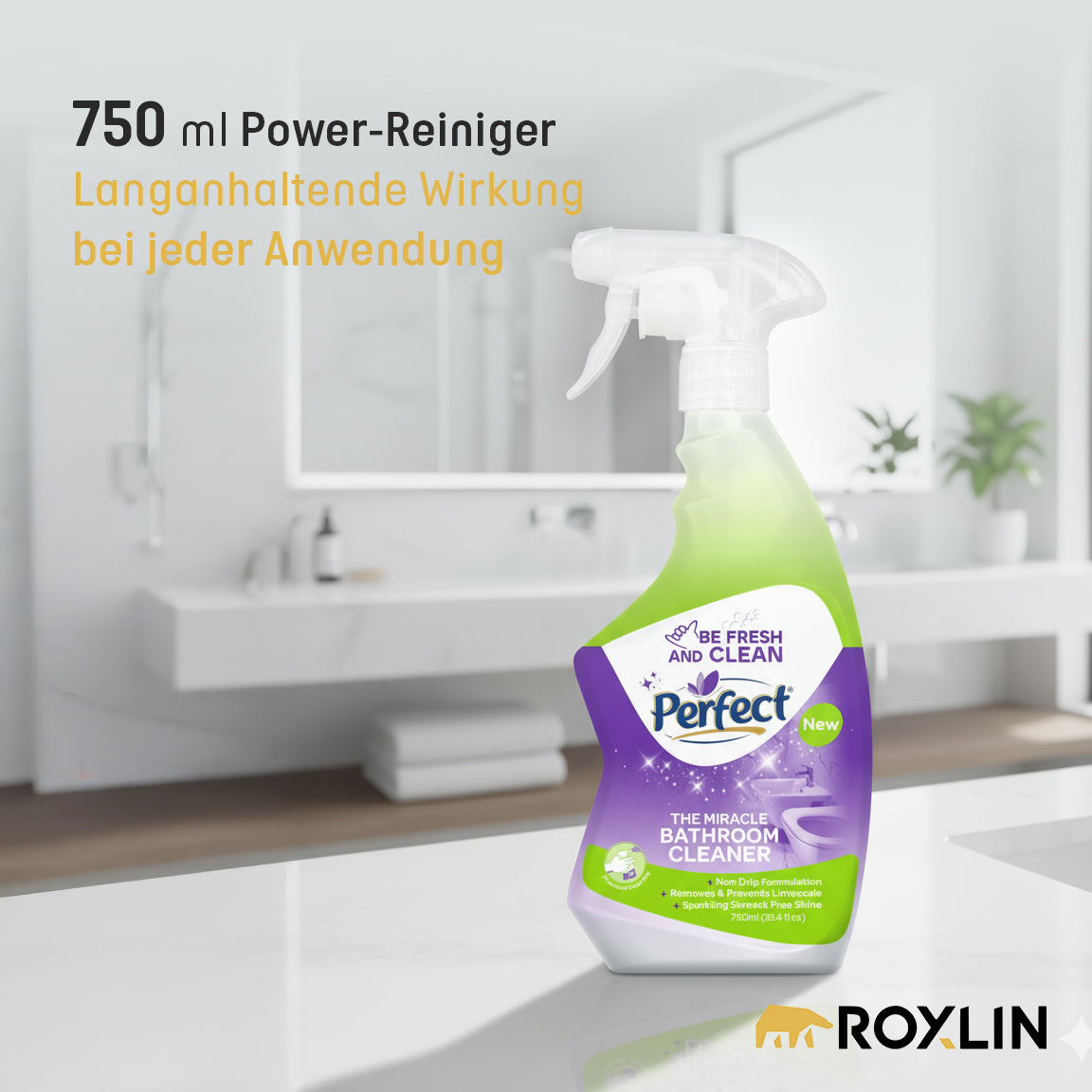 Perfect Badezimmerreiniger 750ml – Entfernt Kalk & Schmutz streifenfrei
