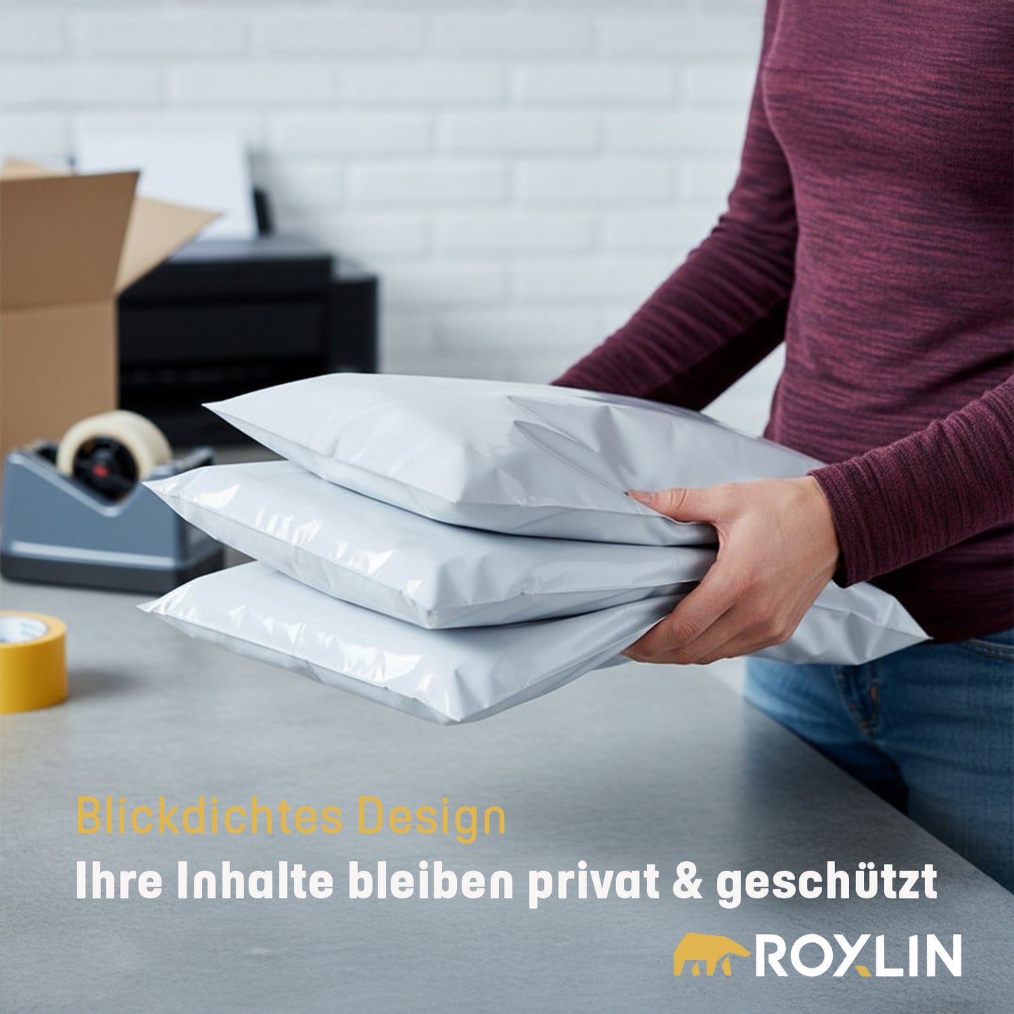 Roxlin Versandbeutel Wasserdicht & Reißfest – Blickdichte Versandtaschen mit Selbstklebung