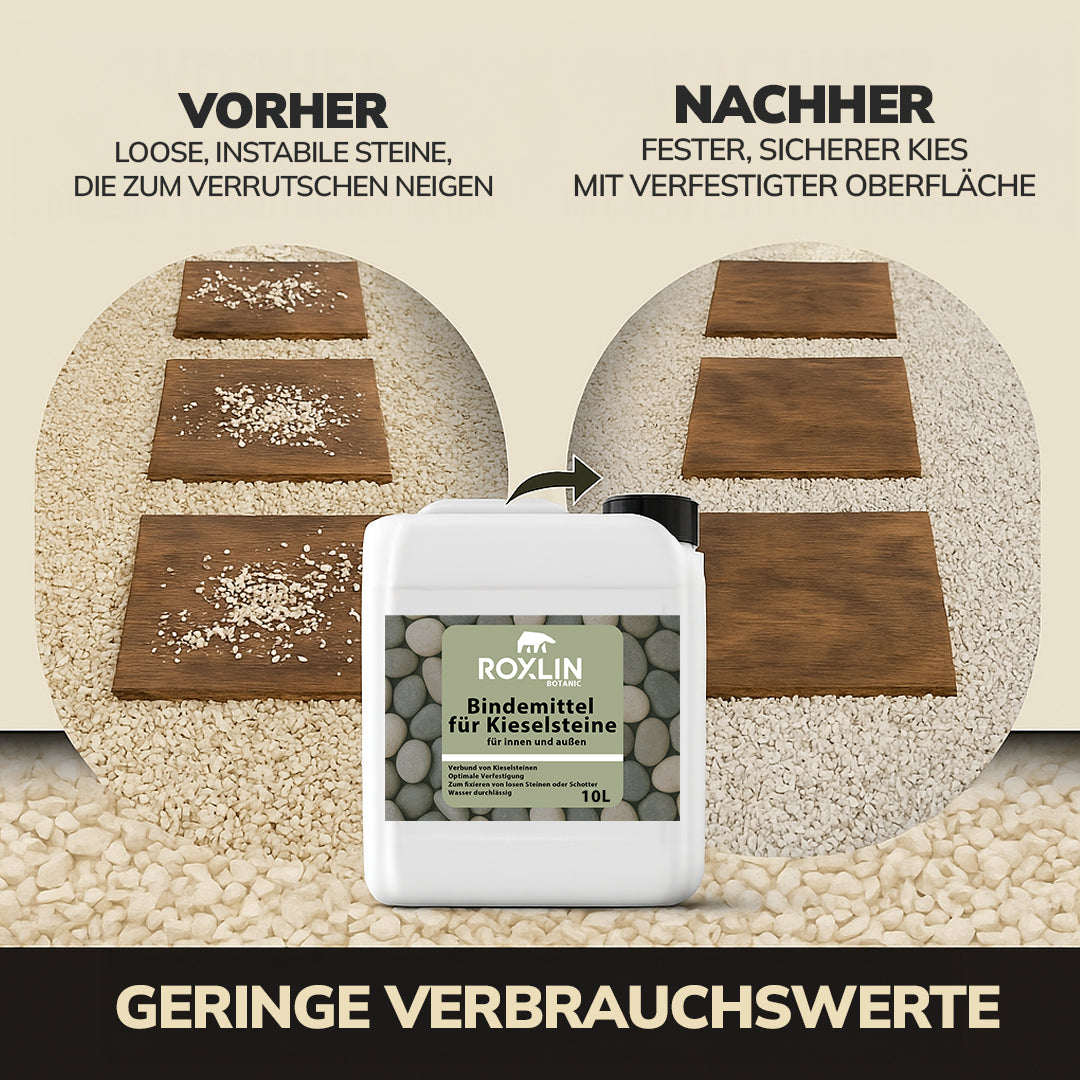 Roxlin Botanic Kiesbinder – Kiesfestiger & Bindemittel für Kies und Schotter