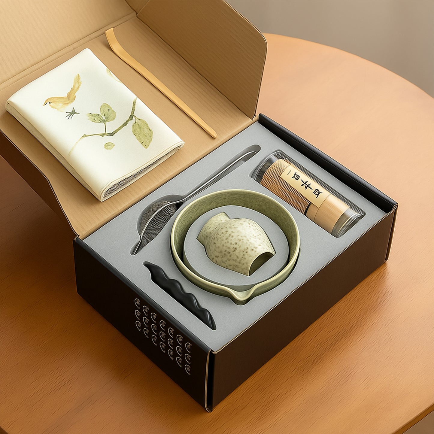 Roxlin Matcha Set 7-teilig – Keramik, Bambus Schneebesen, Schale & Zubehör
