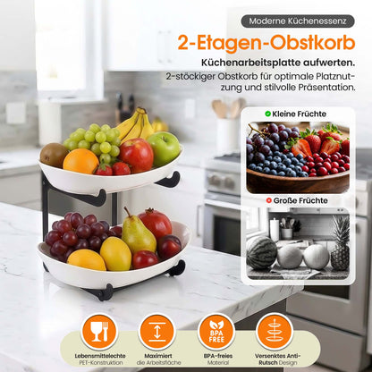 Roxlin Obstkorb – Küchenorganizer für Obst, 2 & 3-stöckig, Gold | Schwarz