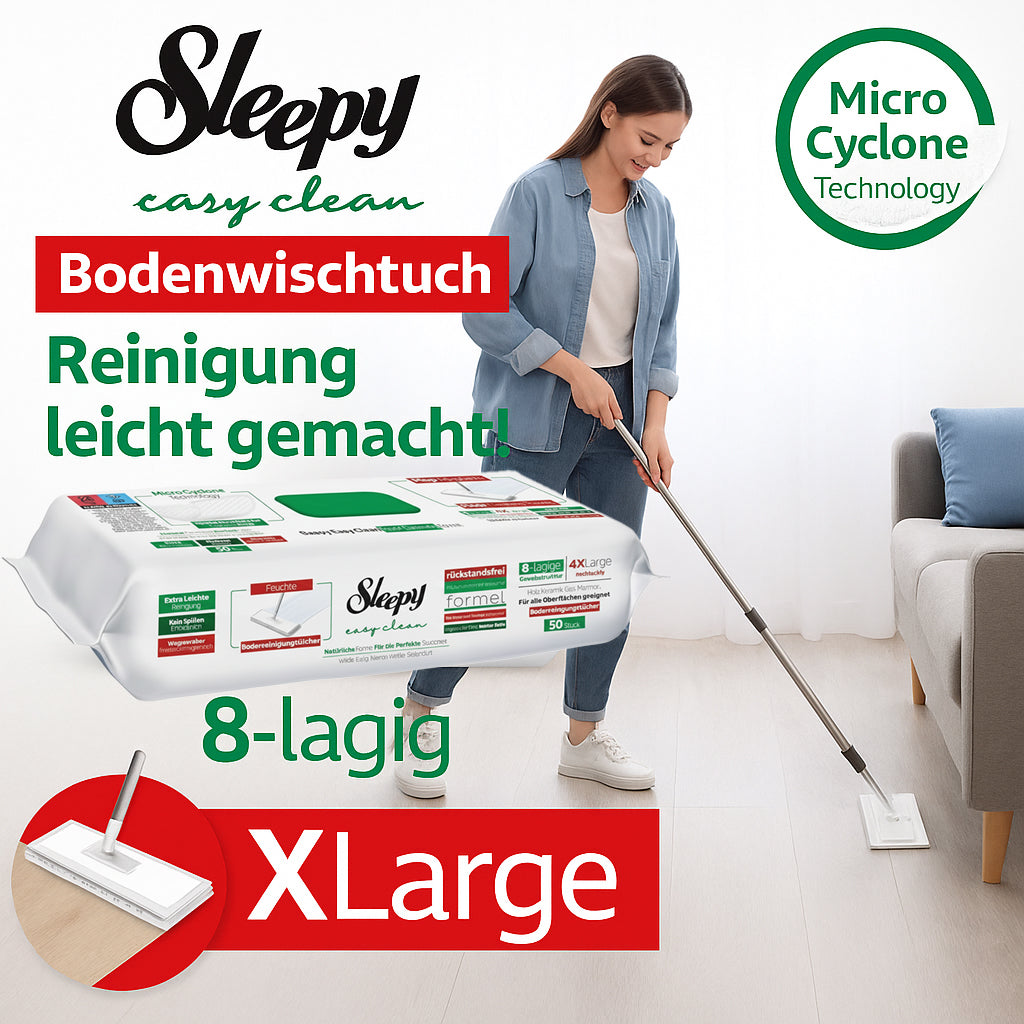 Sleepy Easy Clean 8-lagige XL Bodenwischtücher (50 Stk) | Für Mop & alle Oberflächen