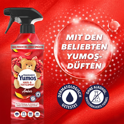 Yumoş Haus- & Textilspray 450ml, Alkoholfrei – Amber, Sakura, Orchidee, Lilie