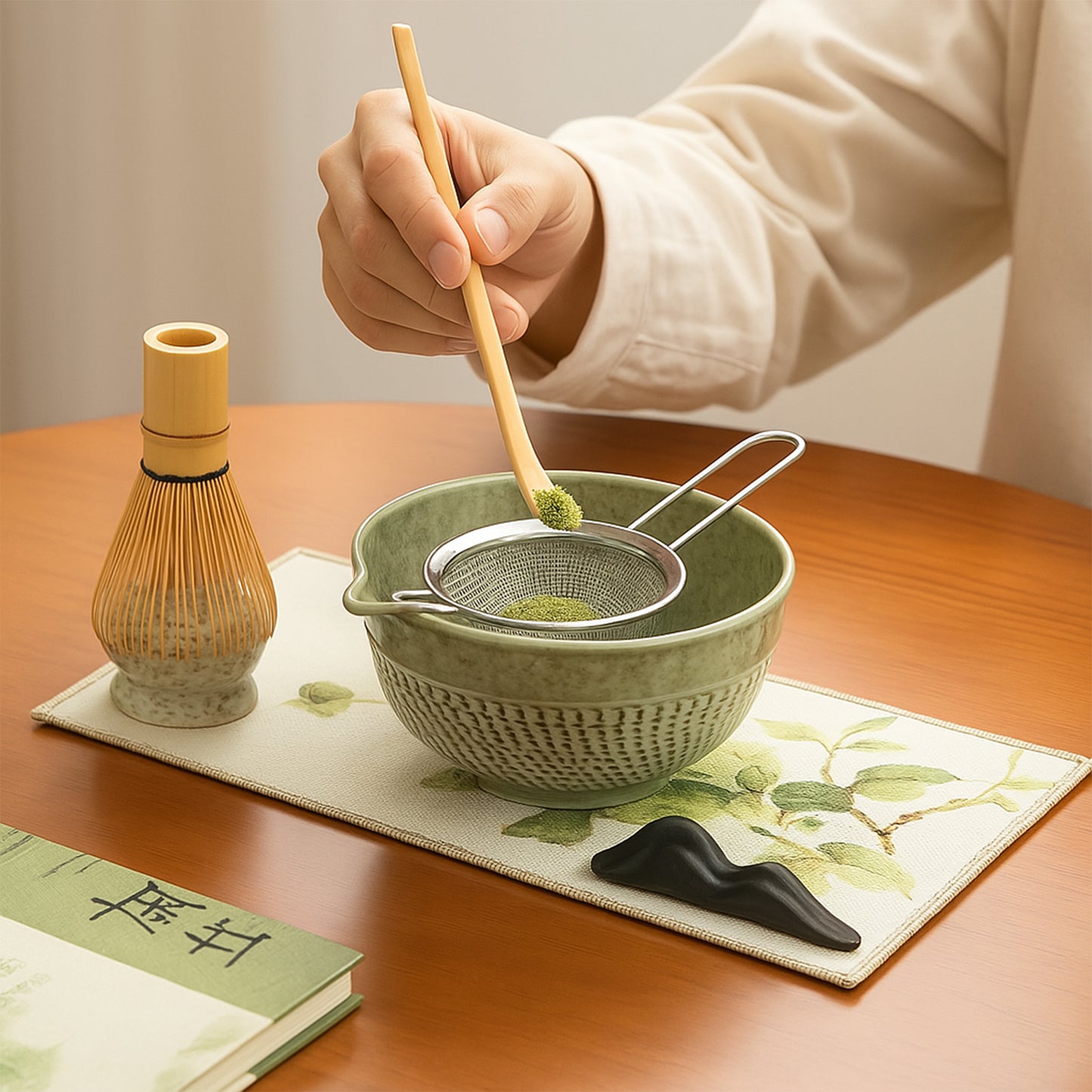 Roxlin Matcha Set 7-teilig – Keramik, Bambus Schneebesen, Schale & Zubehör