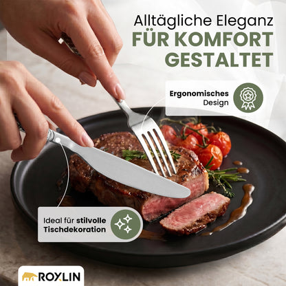 Roxlin Besteckset 30-tlg. Stein Design – Gold, Schwarz, Silber