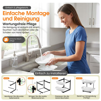Roxlin Obstkorb – Küchenorganizer für Obst, 2 & 3-stöckig, Gold | Schwarz