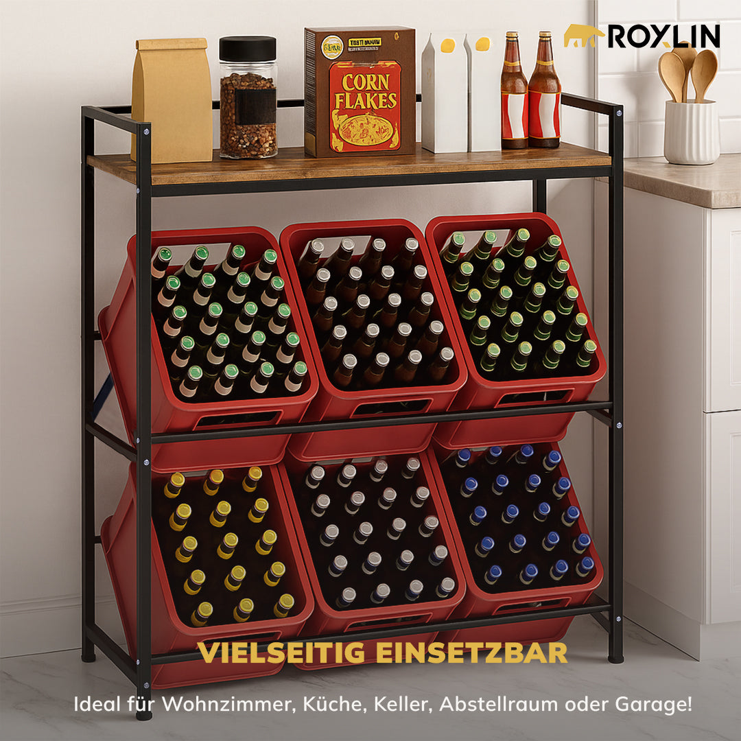 Roxlin Getränkekistenregal 6 Kisten – Schwerlastregal Metall 300kg – Küche Keller