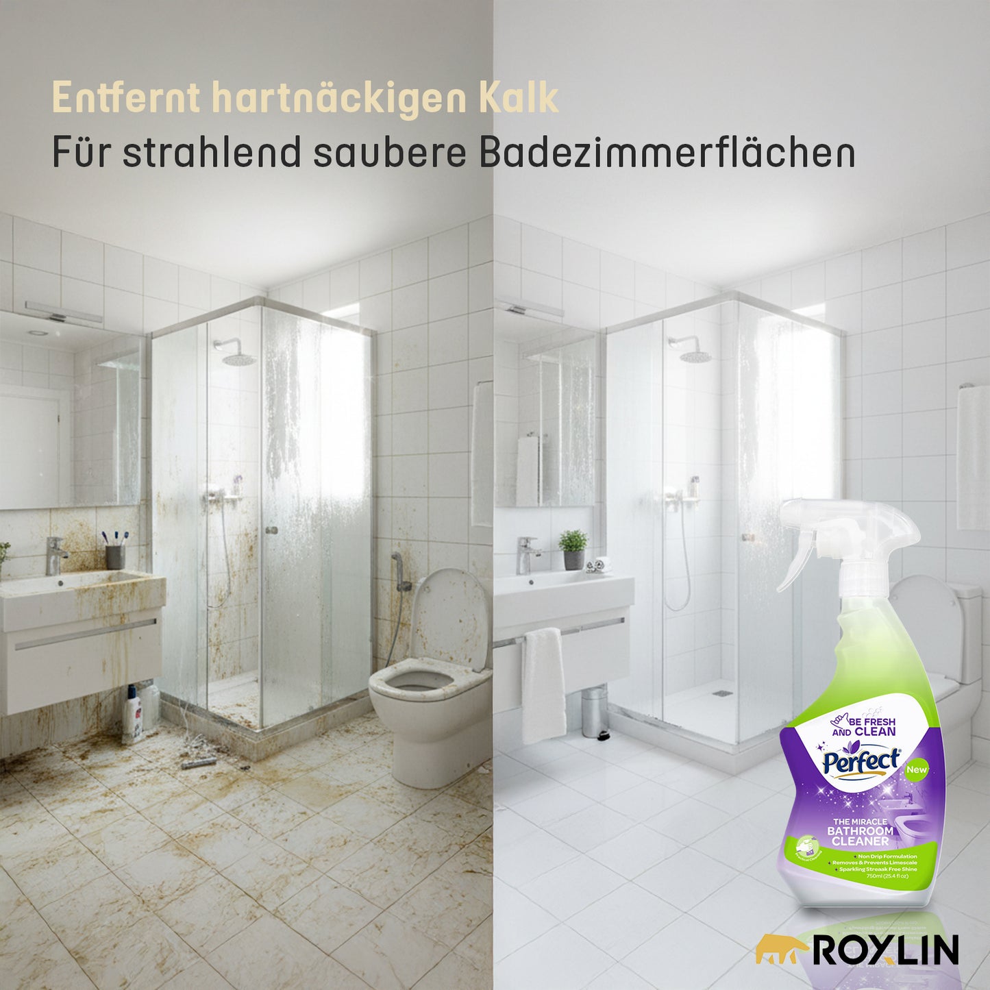 Perfect Badezimmerreiniger 750ml – Entfernt Kalk & Schmutz streifenfrei