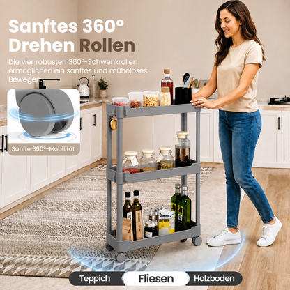 Roxlin 3 & 4 Etagen Slim Rollwagen mit 4 Haken – Schmaler Organizer