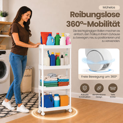 Roxlin 3 & 4 Etagen Slim Rollwagen mit 4 Haken – Schmaler Organizer