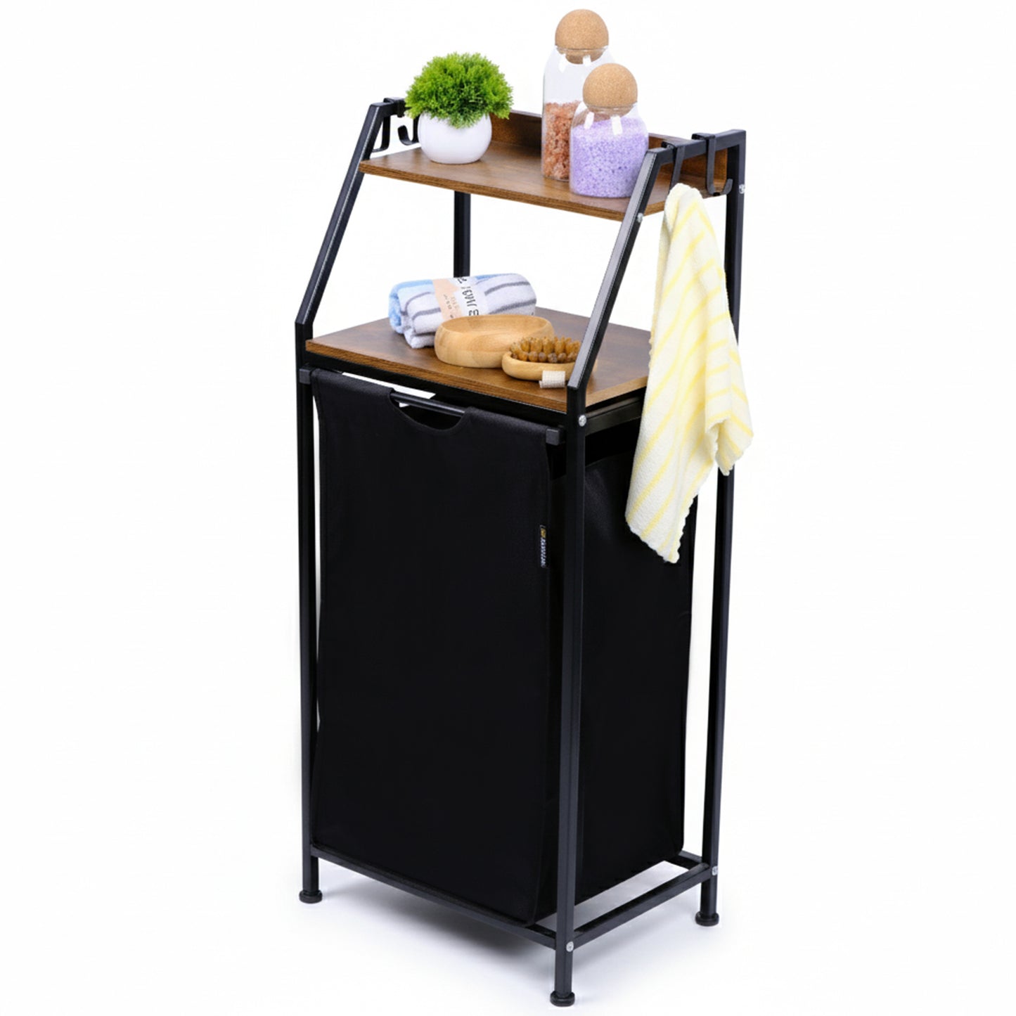 Roxlin Wäschekorb mit Regal & Handtuchhalter – Metall, 98 cm