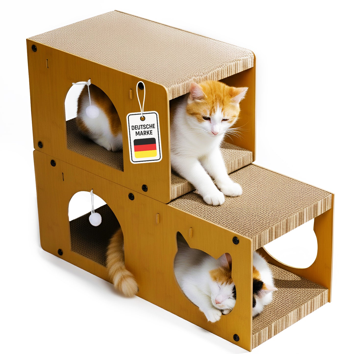 Roxlin Katzen Kratzmöbel TV-Modell – Kratzhaus & Kratzbrett Karton