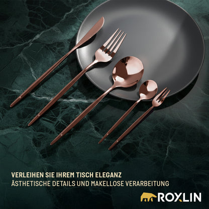 Roxlin Besteckset 30-tlg. Standard Design – Gold, Schwarz, Rosa, Silber