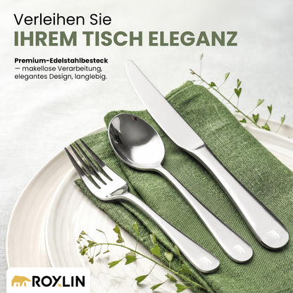 Roxlin Besteckset 30-tlg. Plain Design – Gold, Schwarz, Silber
