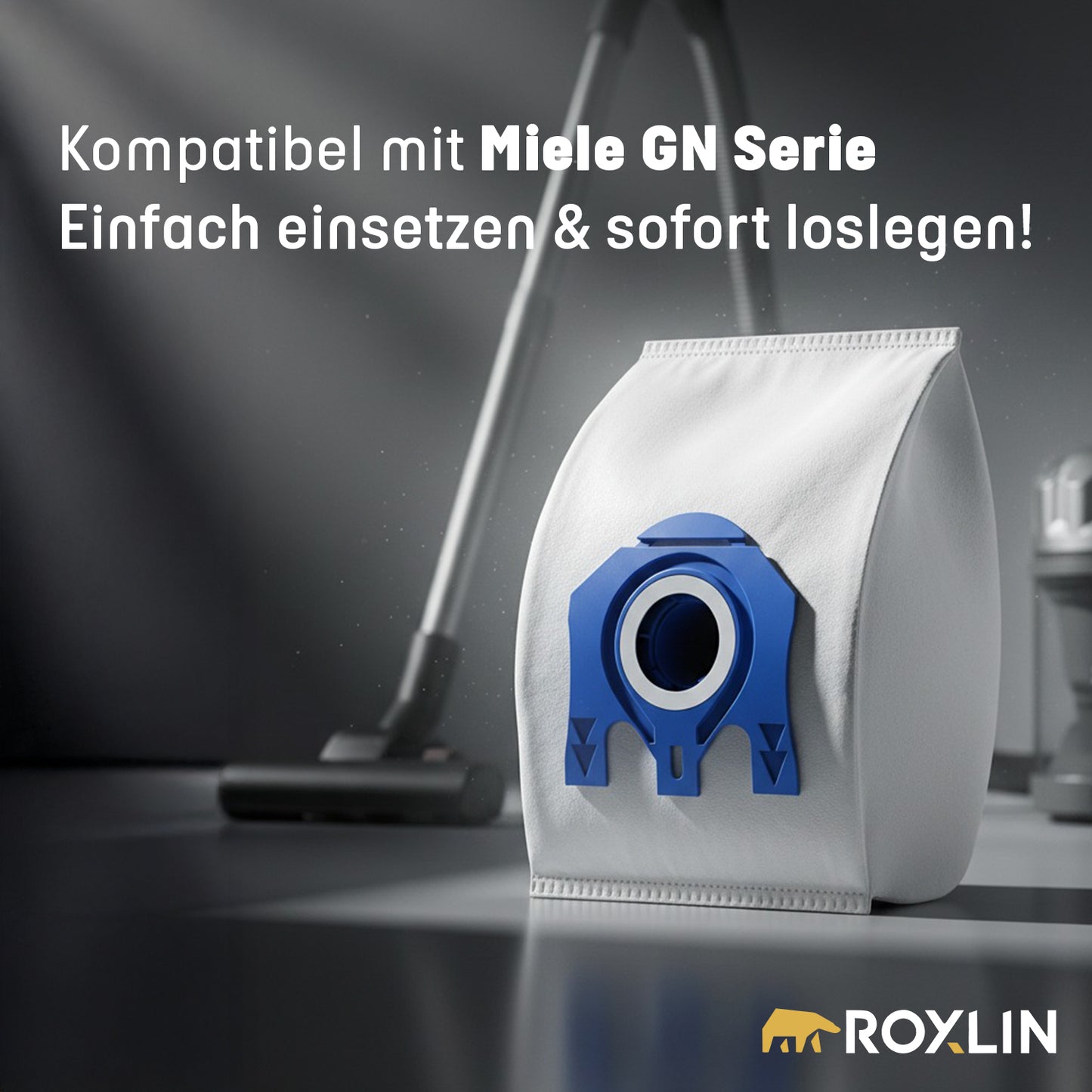 Roxlin Staubsaugerbeutel Set 16x GN + 8 Filter | kompatibel mit Miele Serie (S400, S5000, C1, C2, C3 u.v.m.)