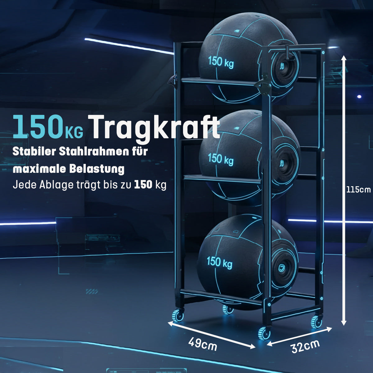 Roxlin Getränkekistenregal für 3 Kisten – Metallregal mit Rollen & Haken