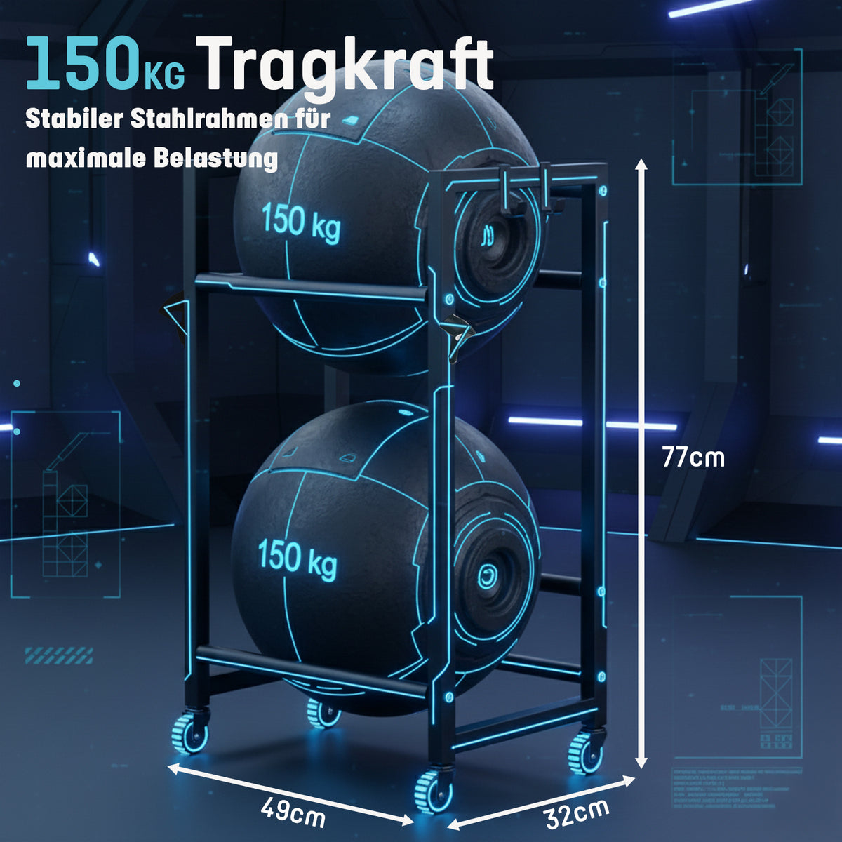 Roxlin Getränkekistenregal für 2 Kisten – Metallregal mit Rollen & Haken