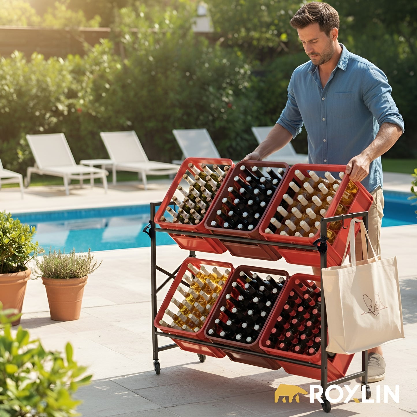 Roxlin Getränkekistenregal 3-fach – Metallregal für Bier- & Wasserkisten 450kg