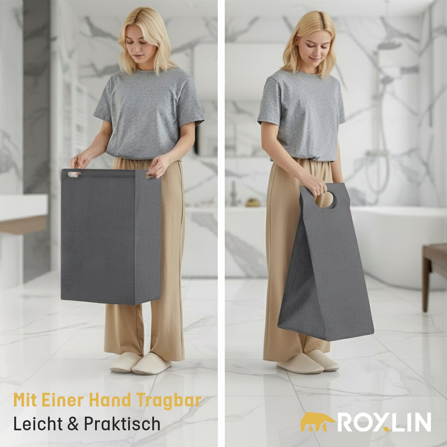 Roxlin Wäschekorb mit Regal & Handtuchhalter – Metall, 98 cm