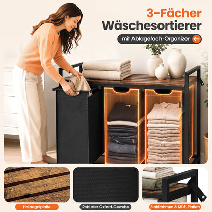Roxlin Wäschekorb 1/2/3 Fach – Wäschesammler mit Ablage & Metallgestell