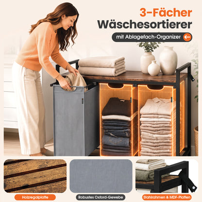 Roxlin Wäschekorb 1/2/3 Fach – Wäschesammler mit Ablage & Metallgestell