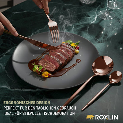 Roxlin Besteckset 30-tlg. Standard Design – Gold, Schwarz, Rosa, Silber