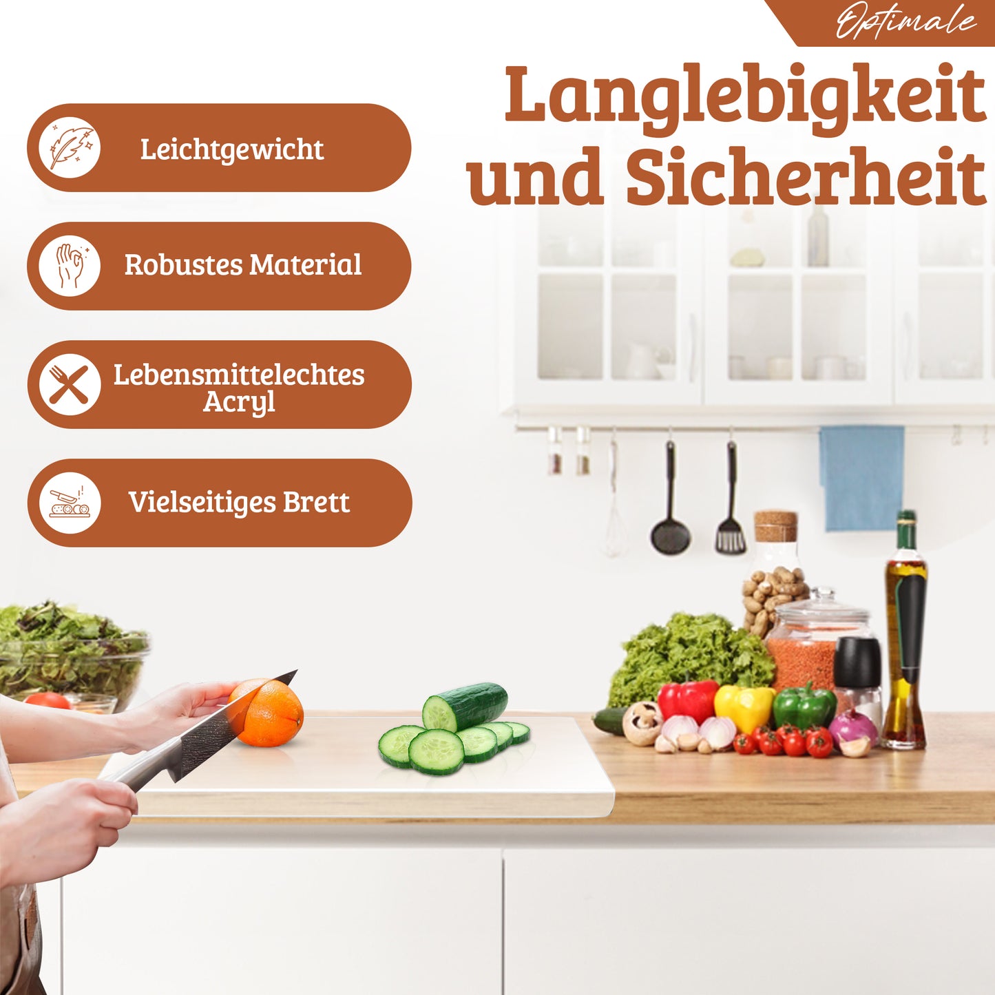 Roxlin Brotschneidebrett Acryl – Transparentes Schneidebrett Alternative Glas