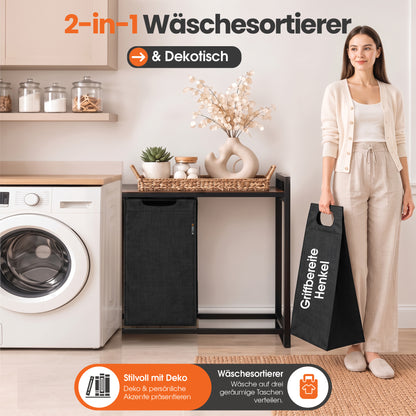 Roxlin Wäschekorb mit 2 Fächern – Herausnehmbare Wäschesäcke – Sortierer