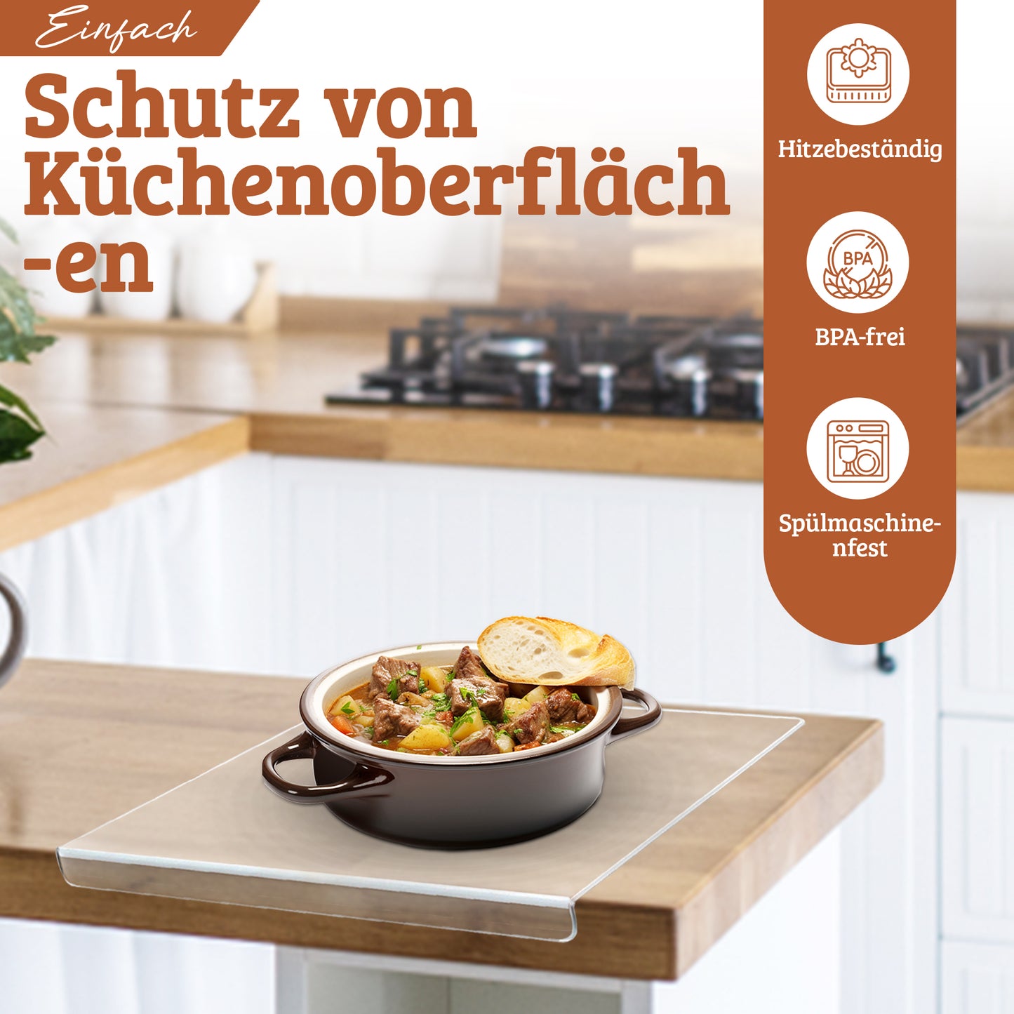 Roxlin Brotschneidebrett Acryl – Transparentes Schneidebrett Alternative Glas