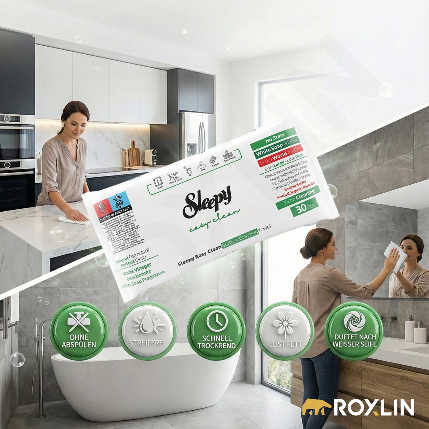 Sleepy Easy Clean Reinigungstücher – 30 Stück – Extra Stark & Dick