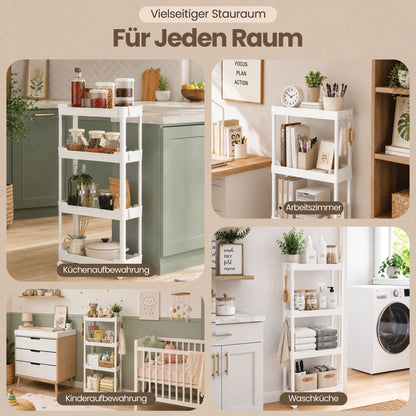 Roxlin 3 & 4 Etagen Slim Rollwagen mit 4 Haken – Schmaler Organizer