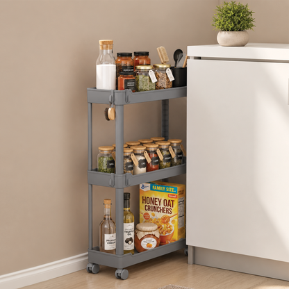 Roxlin 3 & 4 Etagen Slim Rollwagen mit 4 Haken – Schmaler Organizer